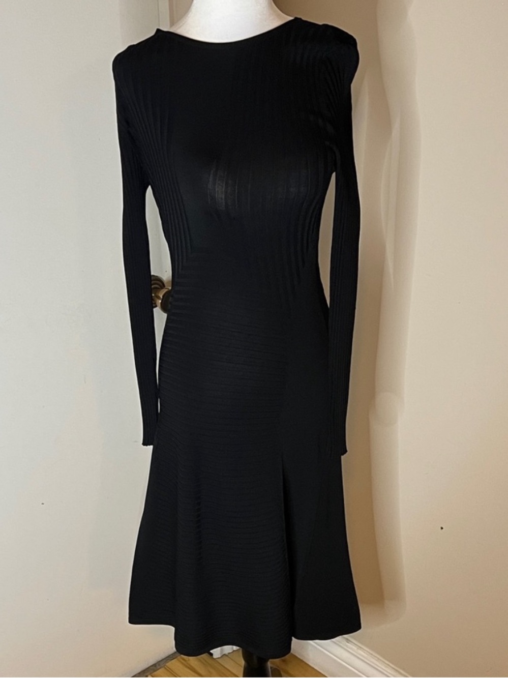 H&M • Women’s S • Elegant Long Sleeve Midi Dress • Black